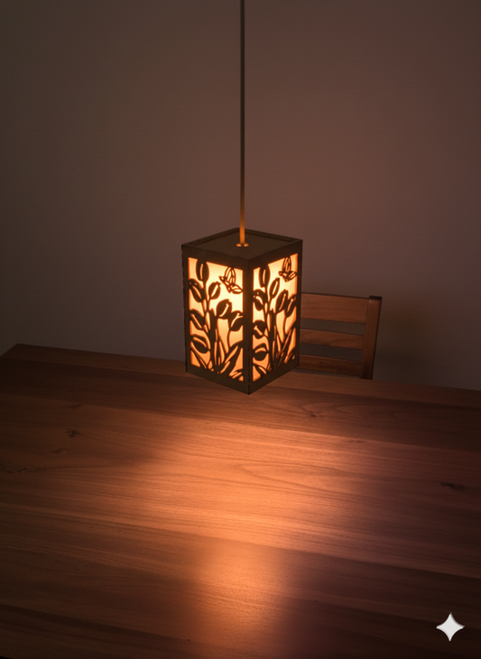 Wooden Leaf Pattern Pendant Light | LED Hanging Light