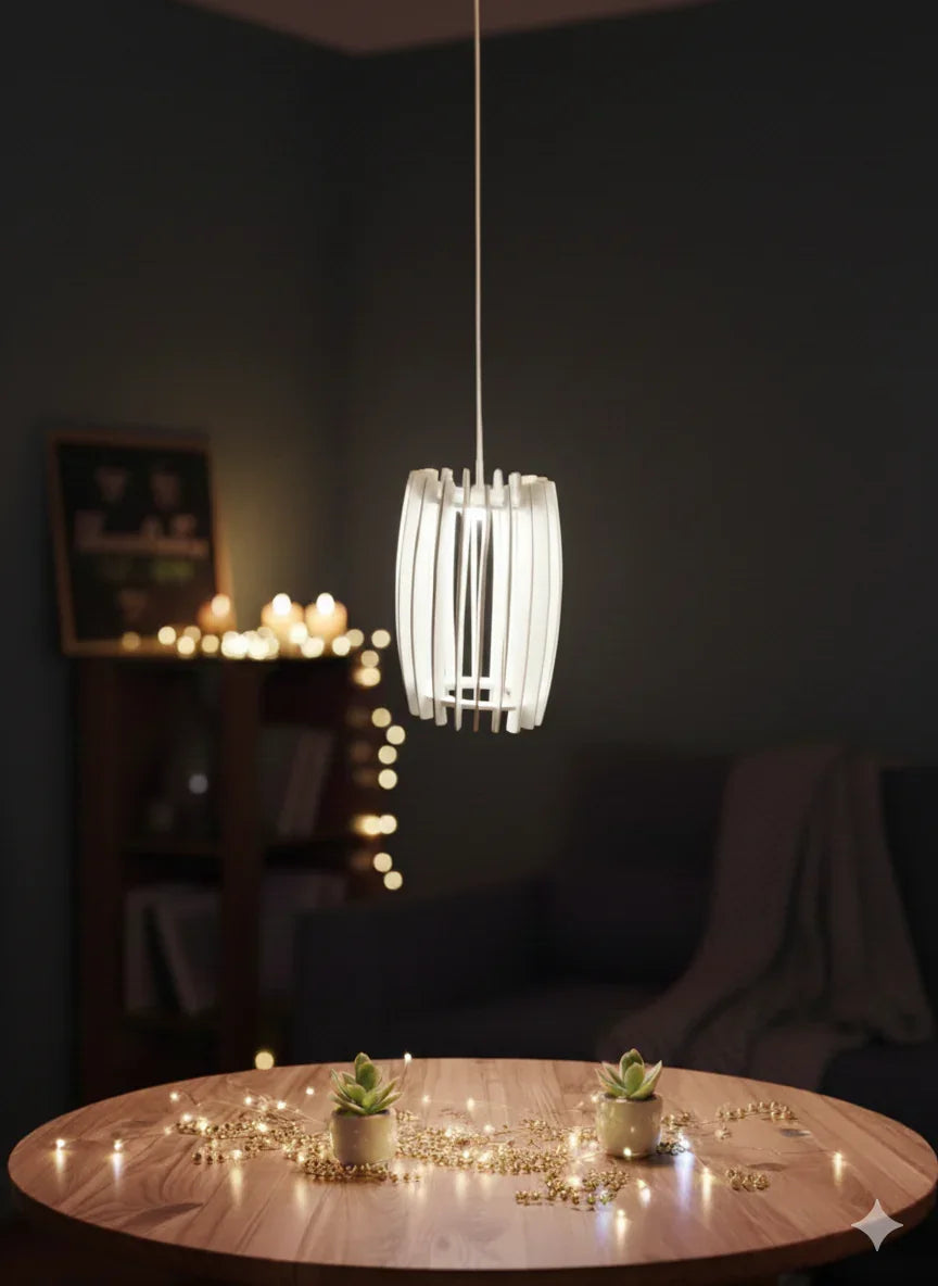 Wooden Dhol Pendant Lamp – Multicolor LED Hanging Light for Home Décor - Chamak