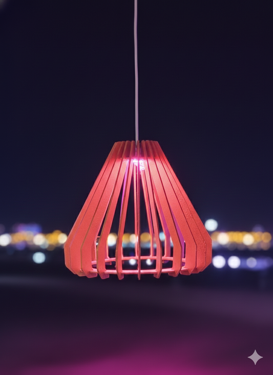 Modern Wooden Pendant Lamp – Warm Ambient Lighting for Home Décor