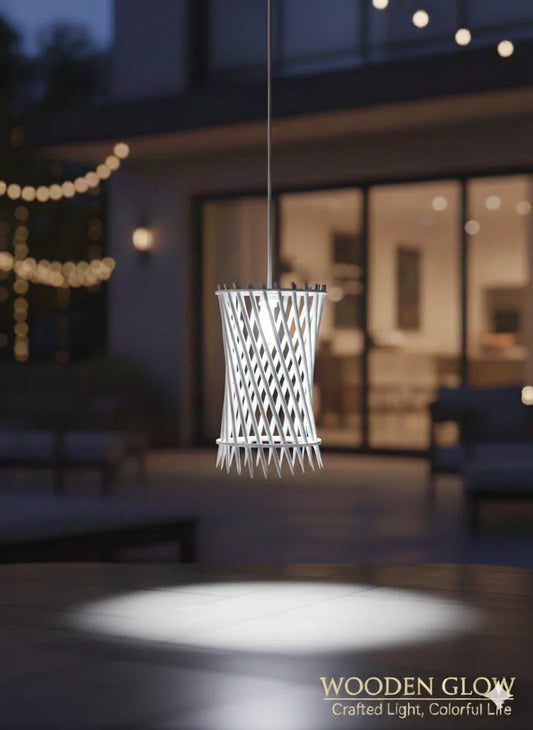 Modern Spiral Wooden Pendant Lamp – Vibrant Decorative Lighting - Chamak