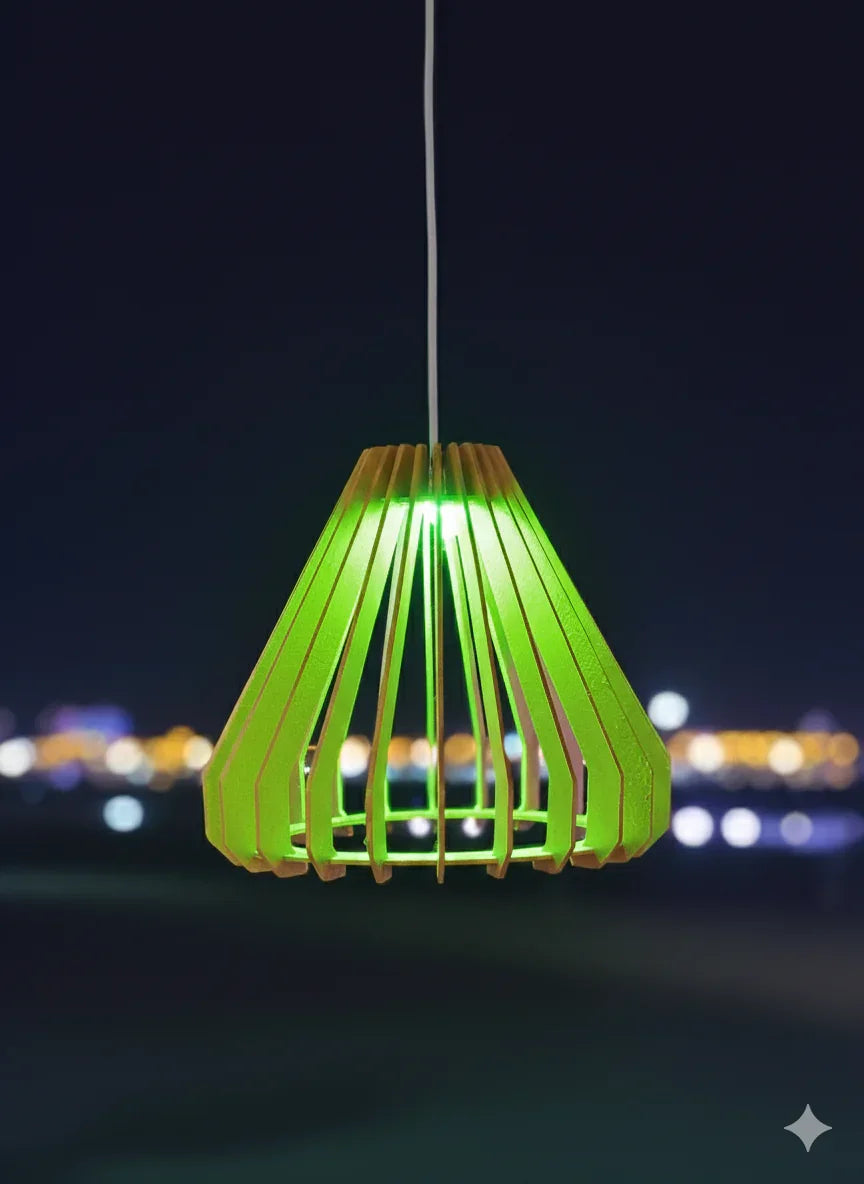 Modern Wooden Pendant Lamp – Warm Ambient Lighting for Home Décor - Chamak