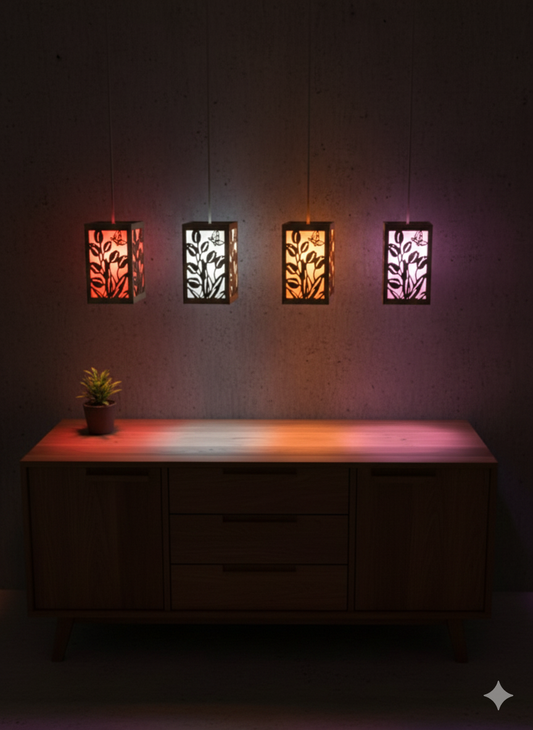 Wooden Leaf Pattern Pendant Light | LED Hanging Light