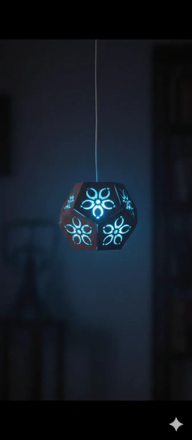 Rustic Wooden Hanging Lantern – Handmade Decor Chamak Blue Single Piece 