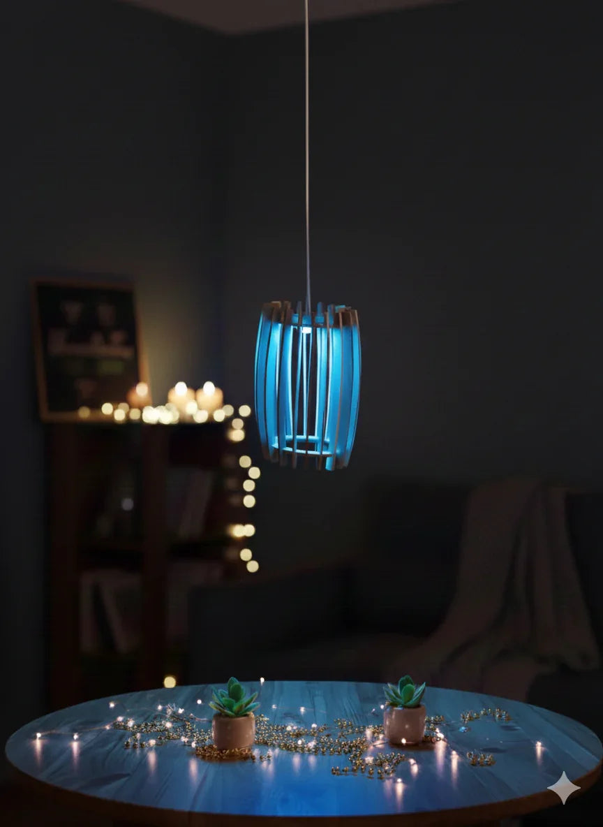 Wooden Dhol Pendant Lamp – Multicolor LED Hanging Light for Home Décor - Chamak