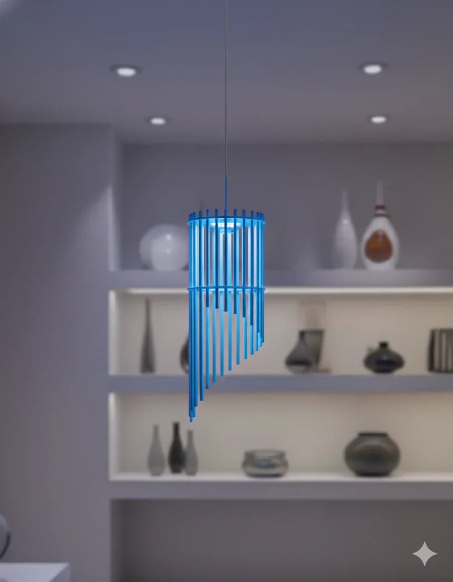 Modern Spiral Pendant Lamp – Stylish Ambient Lighting My Store Blue Single piece 