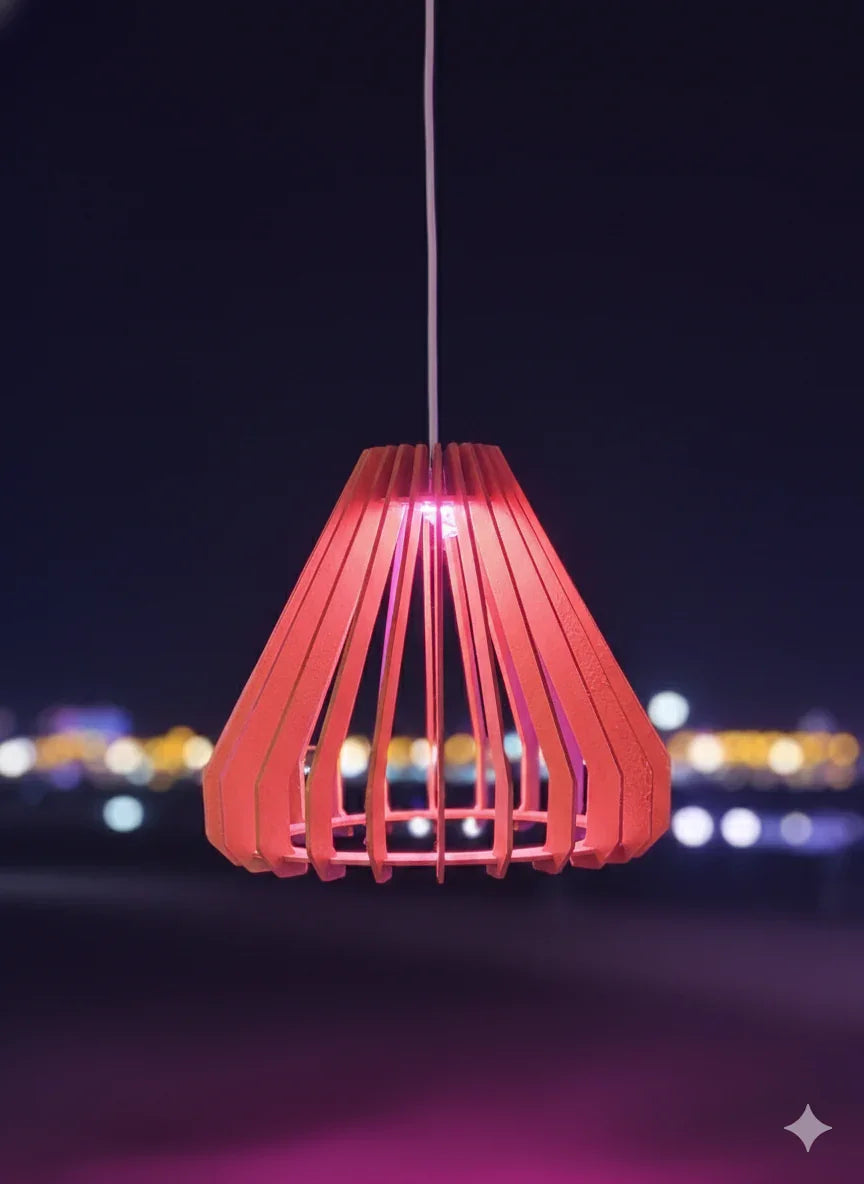 Modern Wooden Pendant Lamp – Warm Ambient Lighting for Home Décor - Chamak