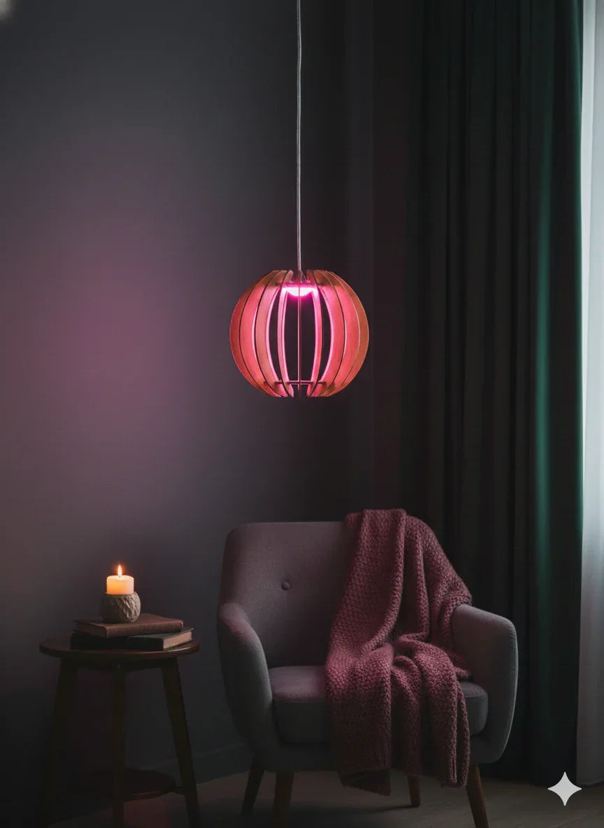 Modern Wooden Pendant Lamp Set – Warm Ambient Lighting My Store Pink Single piece 