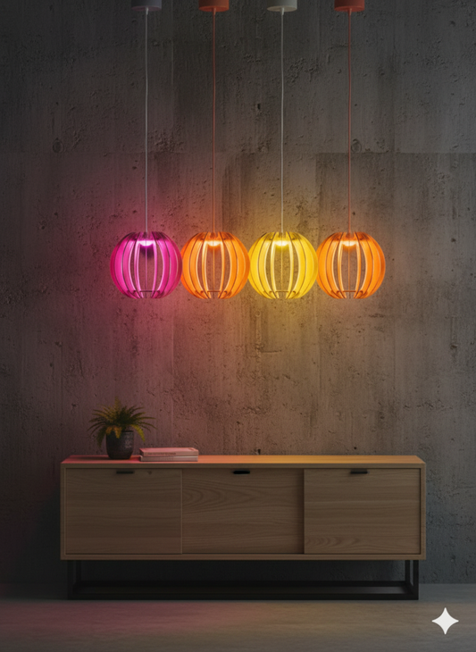 Modern Wooden Pendant Lamp Set – Warm Ambient Lighting
