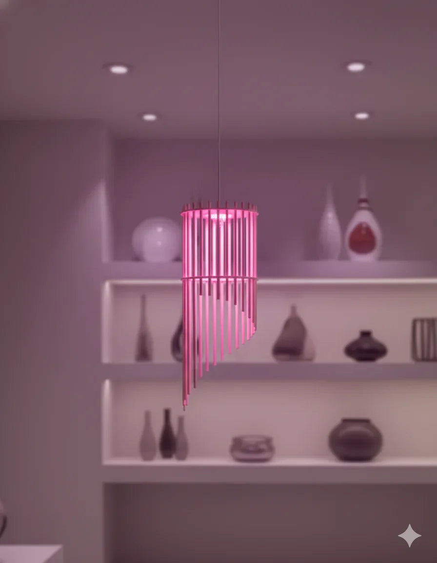 Modern Spiral Pendant Lamp – Stylish Ambient Lighting My Store Pink Single piece 