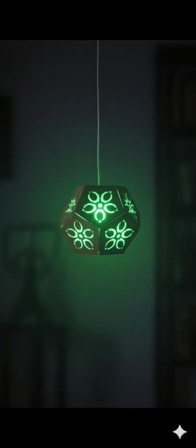 Rustic Wooden Hanging Lantern – Handmade Decor Chamak Green Single Piece 