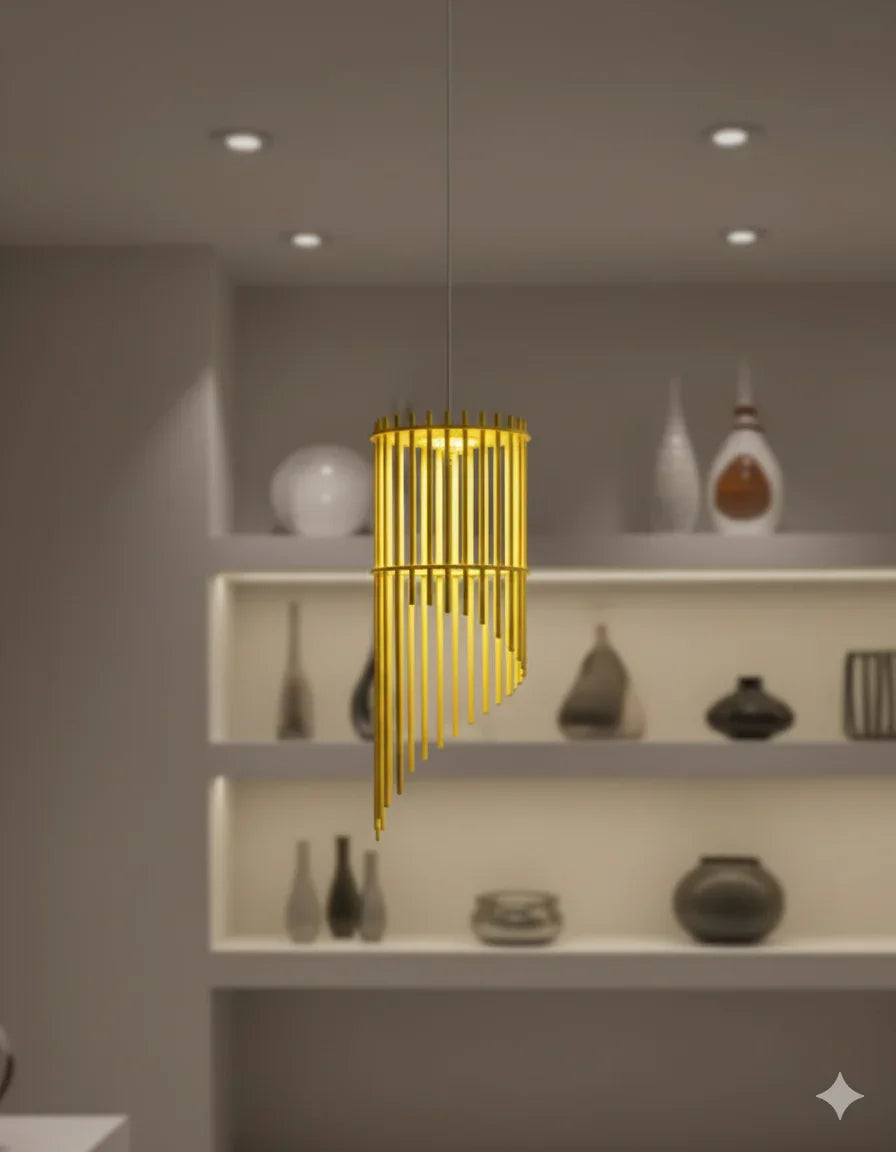 Modern Spiral Pendant Lamp – Stylish Ambient Lighting My Store Yellow Single piece 