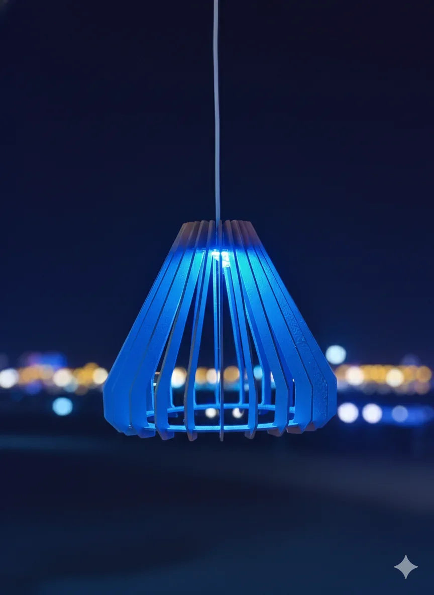 Modern Wooden Pendant Lamp – Warm Ambient Lighting for Home Décor - Chamak