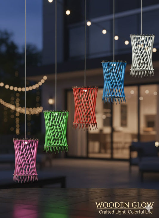 Modern Spiral Wooden Pendant Lamp – Vibrant Decorative Lighting