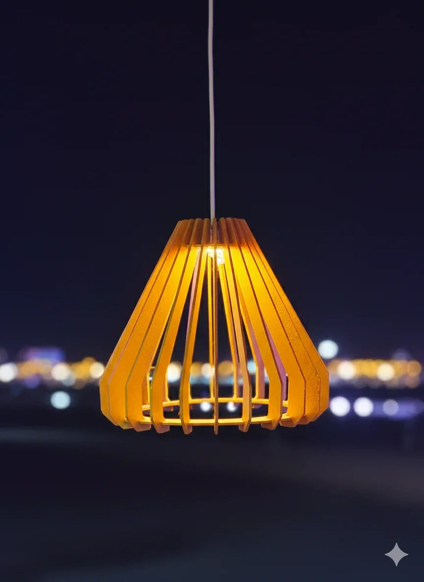 Modern Wooden Pendant Lamp – Warm Ambient Lighting for Home Décor - Chamak