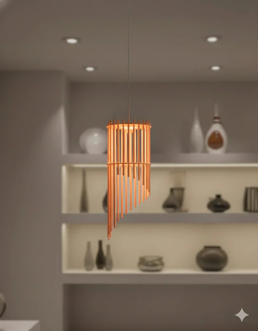 Modern Spiral Pendant Lamp – Stylish Ambient Lighting My Store Orange Single piece 