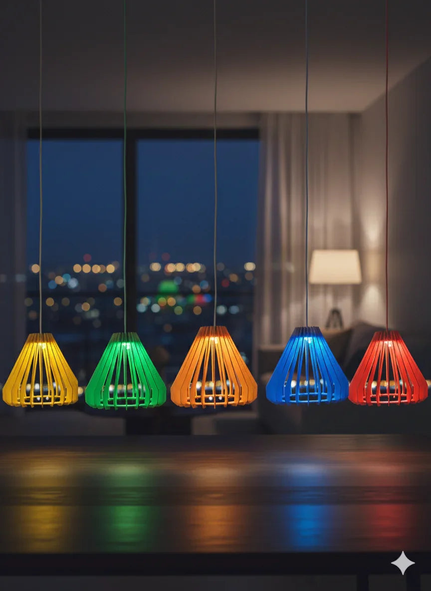 Modern Wooden Pendant Lamp – Warm Ambient Lighting for Home Décor - Chamak