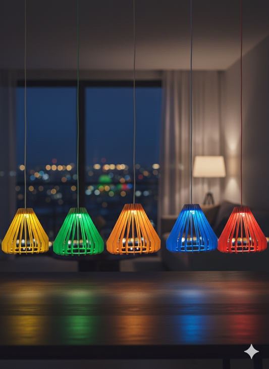 Modern Wooden Pendant Lamp – Warm Ambient Lighting for Home Décor