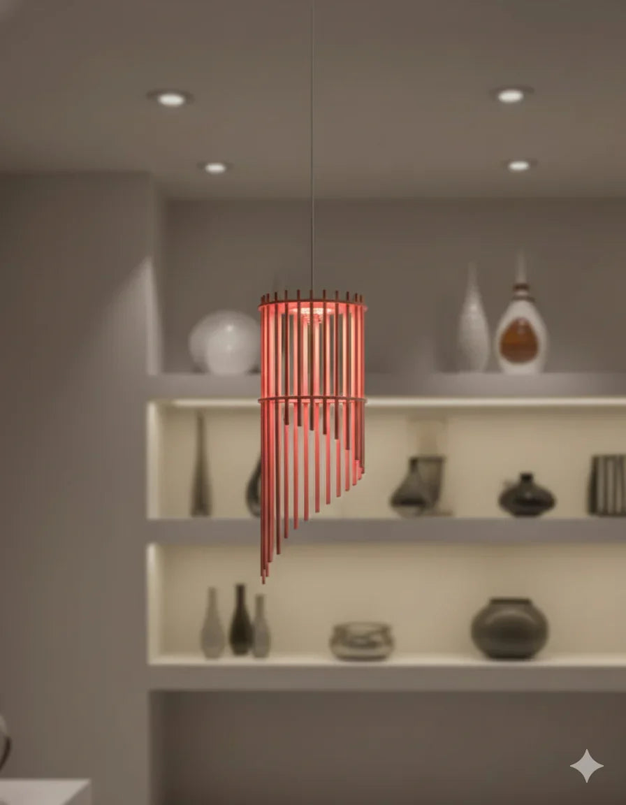 Modern Spiral Pendant Lamp – Stylish Ambient Lighting My Store Red Single piece 