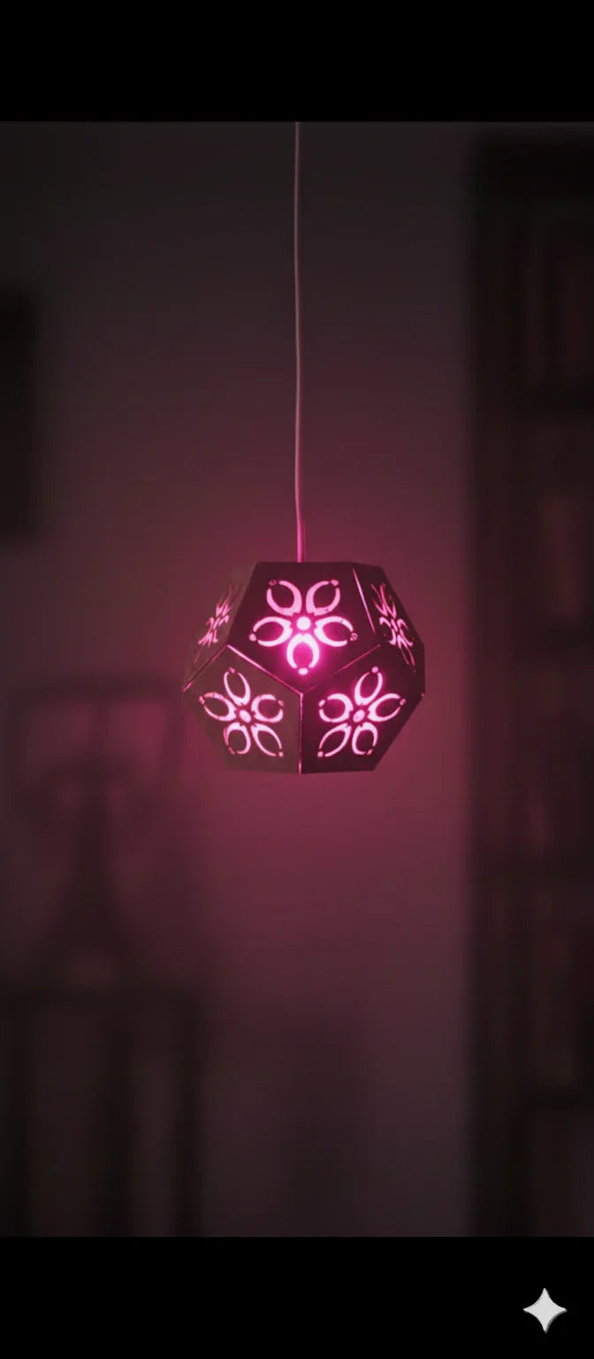 Rustic Wooden Hanging Lantern – Handmade Decor Chamak Pink Single Piece 