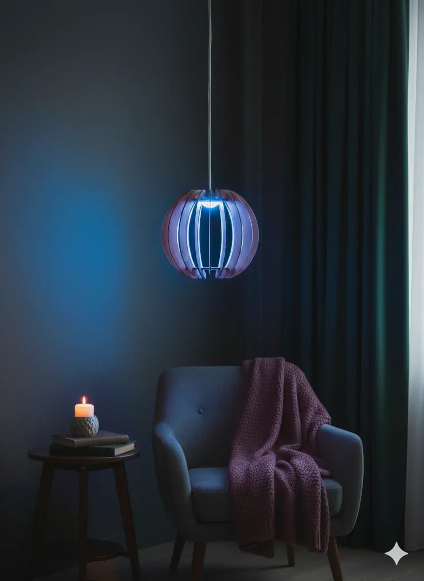 Modern Wooden Pendant Lamp Set – Warm Ambient Lighting My Store Blue Single piece 